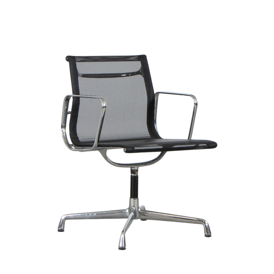 Eames EA107 stoel zwart netweave chroom frame ICF