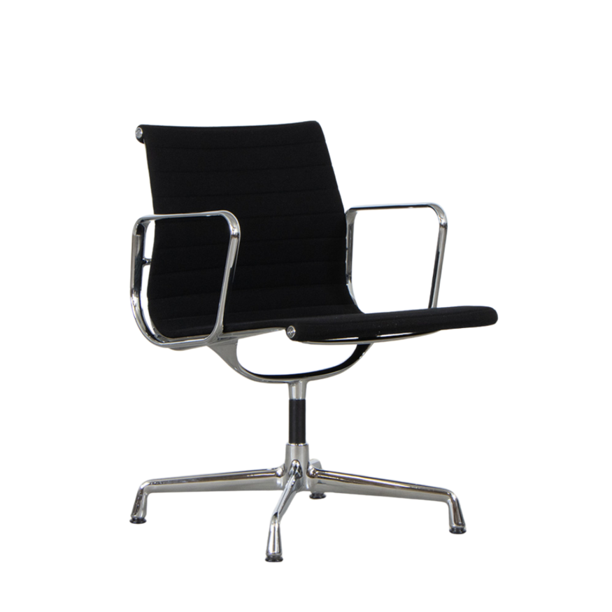 Vitra Eames EA108 Stoel Zwart Hopsak Chroom Frame Vitra