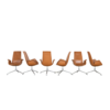 Knoll Set van 6 Fabricius en Kastholm FK Tulip stoelen highback cognac leer Walter Knoll