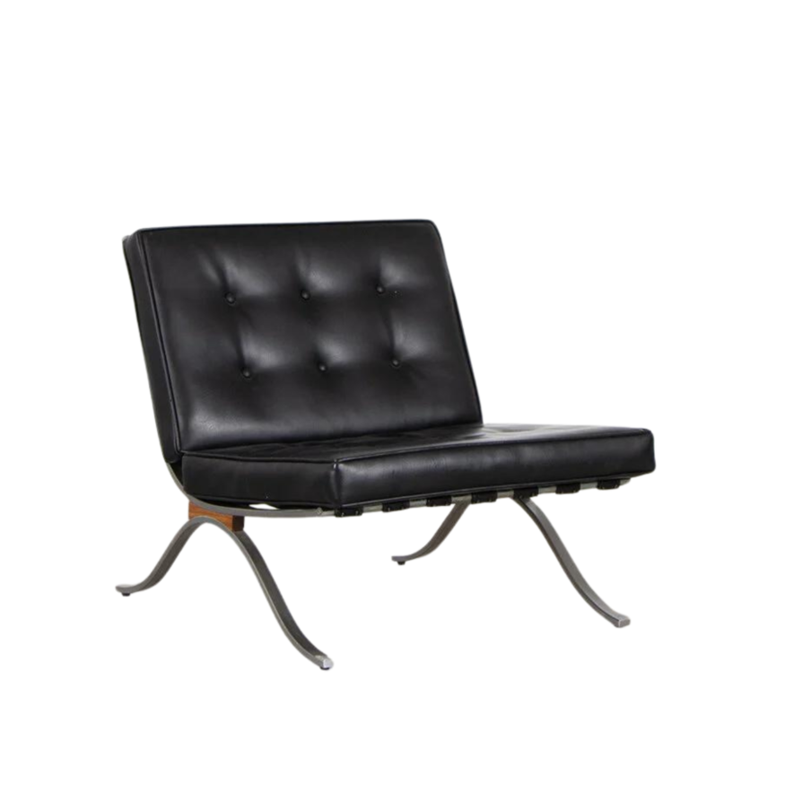 Retro lounge fauteuil skai leer met mooi frame jaren 60