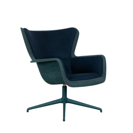 Spettr Swivel Armchair Petrol Fabric Wool Felt Blue with Swivel Base