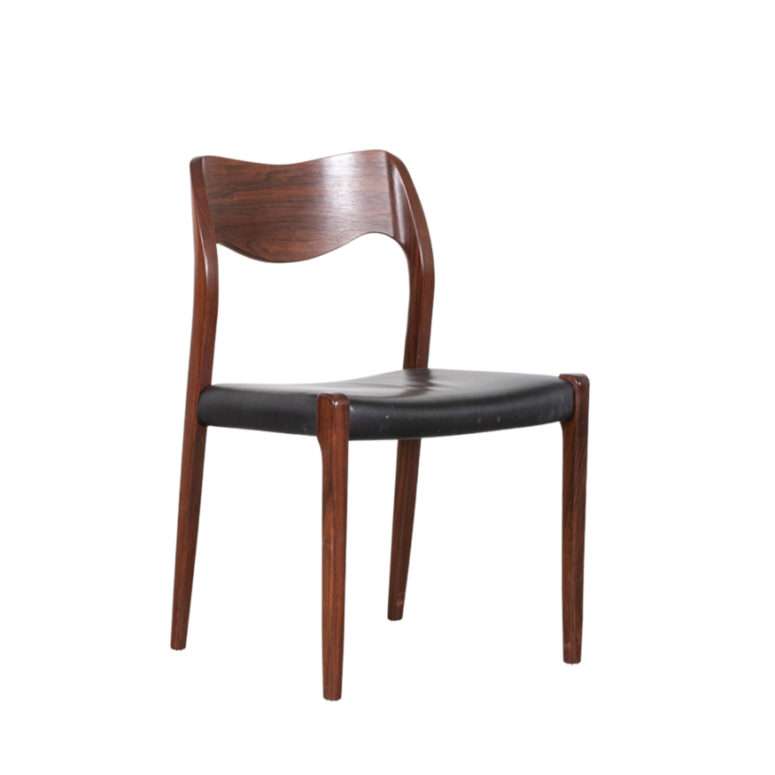 J.L. Møllers Møbelfabrik Niels Otto Moller chair model 71 black leatherette JL Mollers Mobelfabrik