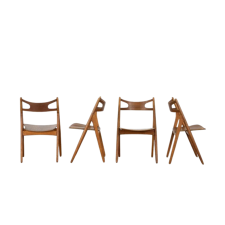 Set of 4 Hans Wegner CH29 Sawbuck Chairs and table Carl Hansen and Son