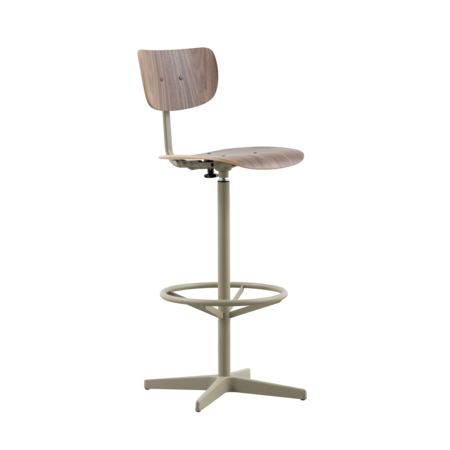 Jops Barstoel Geelgrijs | Walnoot