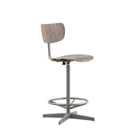 Jops Counter Barstoel Parelmoer muisgrijs | Walnoot