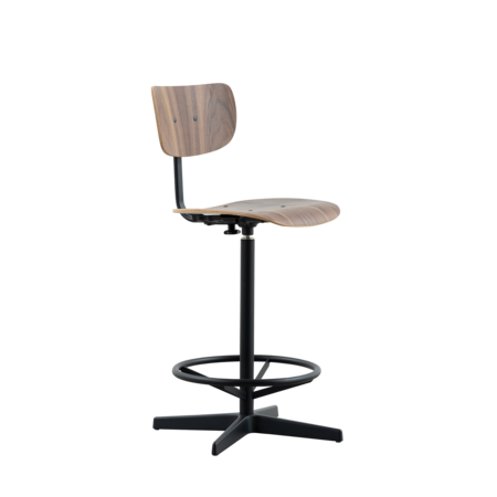 Jops Counter Barstoel Grafietzwart | Walnoot