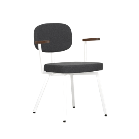 MK Chair White - Walnut Armrests | Graphite