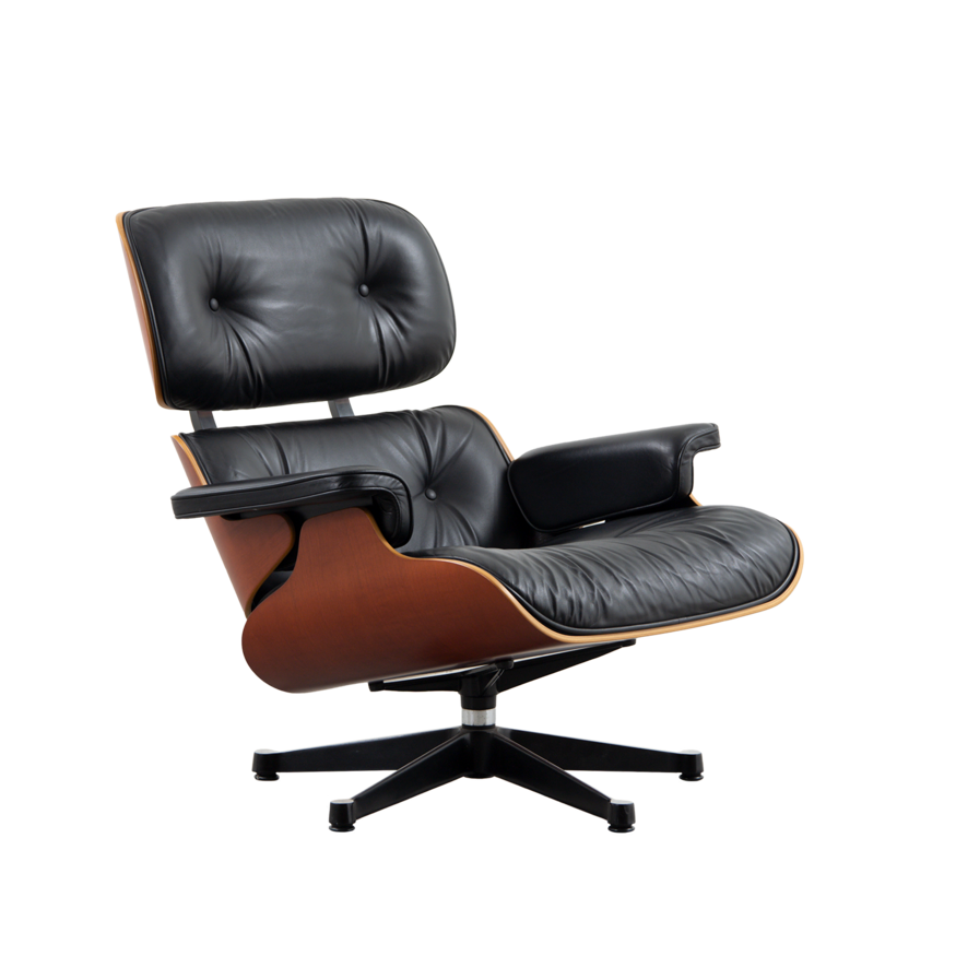 Vitra Eames Lounge Chair kersen en zwart leer Vitra