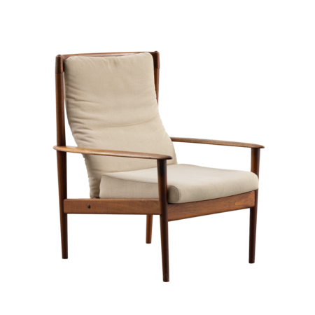 Grete Jalk fauteuil PJ56 met hoge rug teak jaren 60