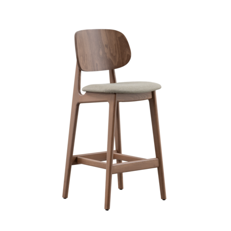 Sinni Counter Bar Chair Walnut | Seat Bisque