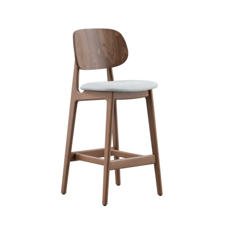 Sinni Counter Bar Chair Walnut | Seat Lightgrey