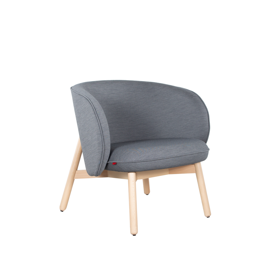Dum beech club fauteuil beuken frame grijze stof