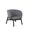 Dum beech club fauteuil zwart frame grijze stof