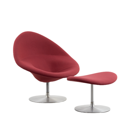 Pierre Paulin Globe lounge chair + ottoman red Artifort 1960s