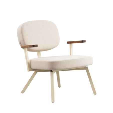 MK Armchair Ivory - Walnut Armrests | Beige