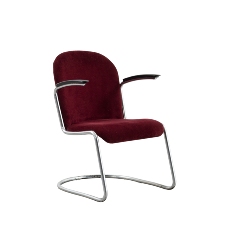 Gispen 413 ladies armchair early version 1930s dark red rib