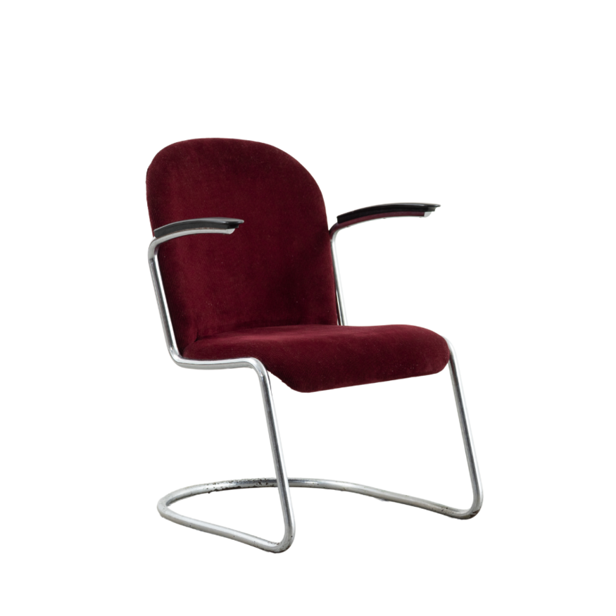 Gispen Gispen 413 ladies armchair early version 1930s dark red rib