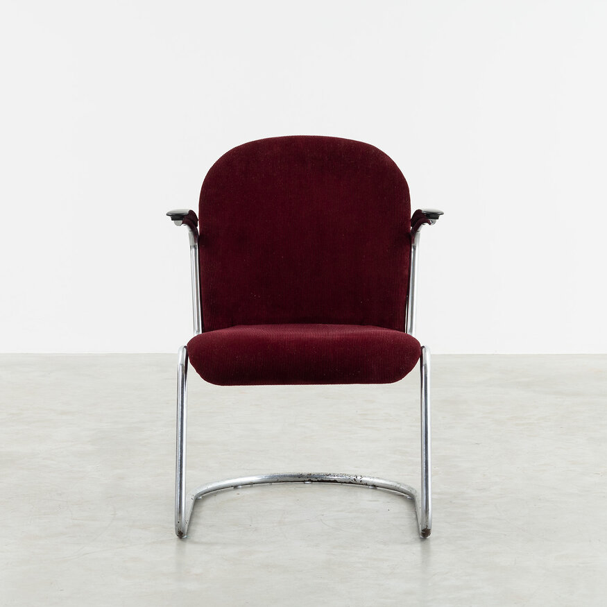 Gispen Gispen 413 ladies armchair early version 1930s dark red rib