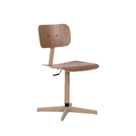 Elon Werkstoel Grijsbeige | Walnoot