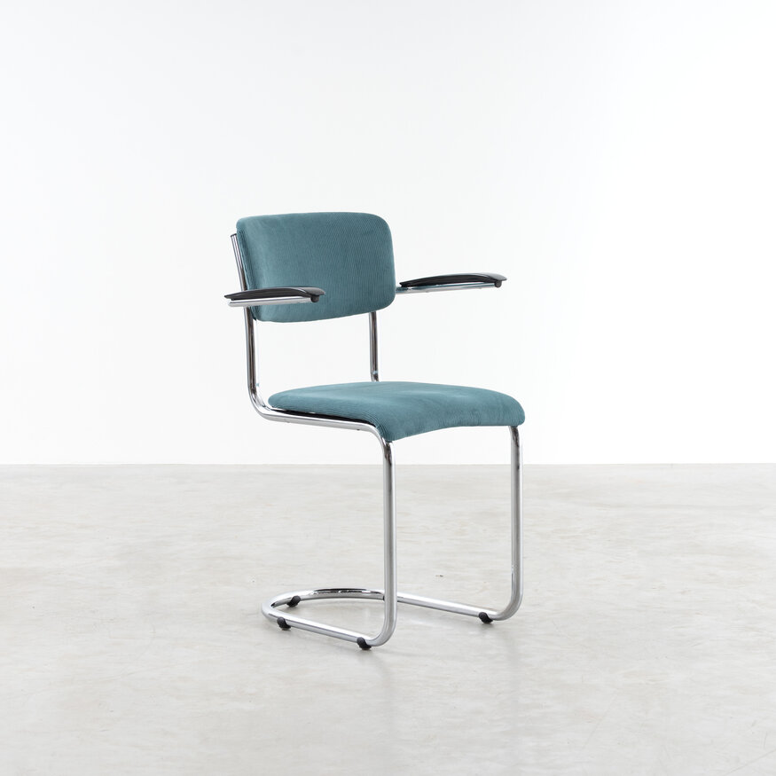 De Wit De Wit 1017 chair rib fabric sea blue