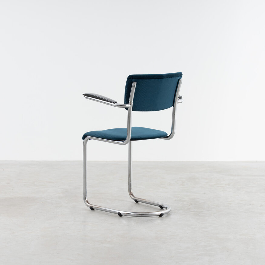 Set van 3 De Wit 1017 stoelen ribstof Petrol De Wit Set van 3 De Wit 1017 stoelen ribstof Petrol