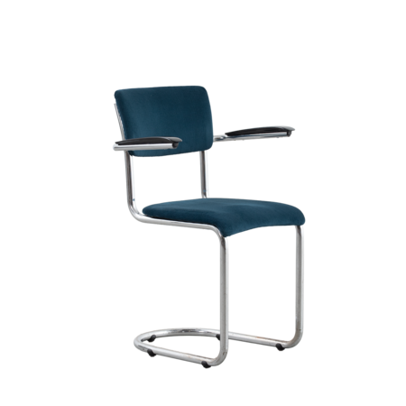 Set of 3 De Wit 1017 chairs rib fabric Petrol Set of 3 De Wit 1017 chairs rib fabric Petrol