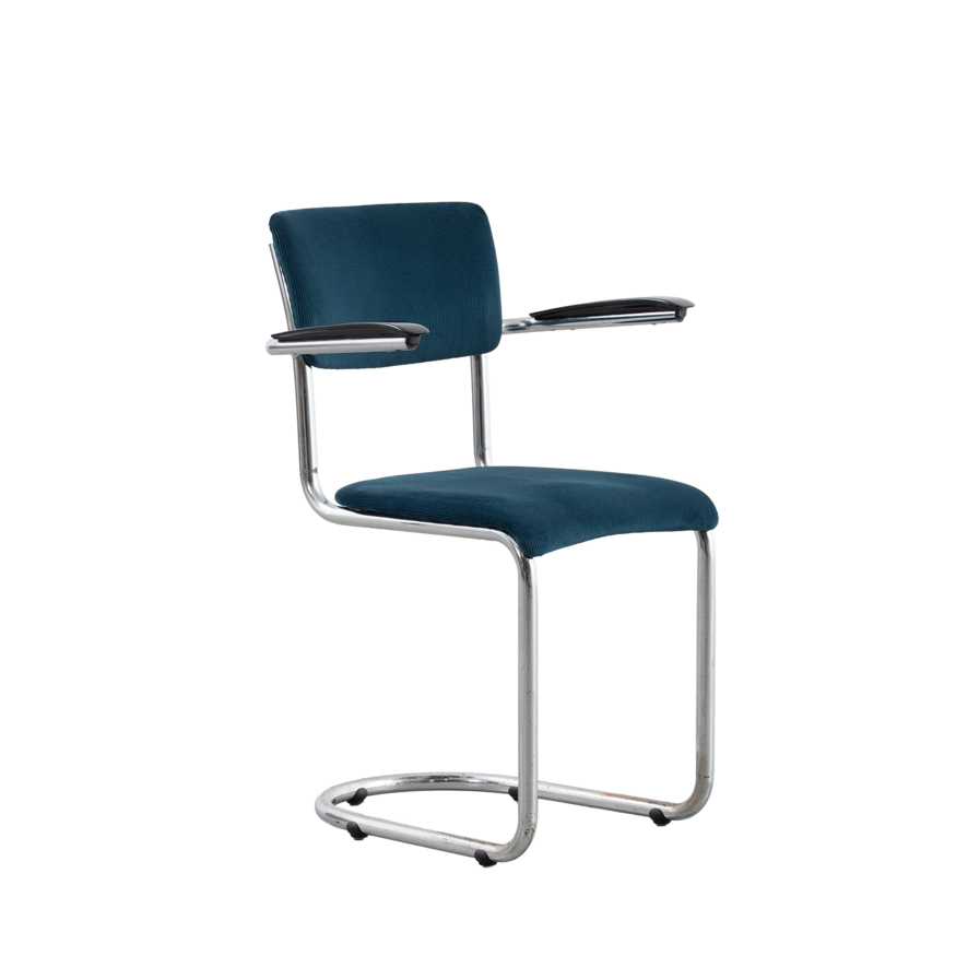 Set van 3 De Wit 1017 stoelen ribstof Petrol De Wit Set van 3 De Wit 1017 stoelen ribstof Petrol