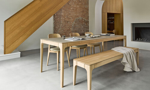 Dining table with matching bench: a perfect duo