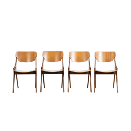 Set van 4 Arne Hovmand-Olsen stoelen teak jaren 60 Set van 4 Arne Hovmand-Olsen stoelen teak jaren 60