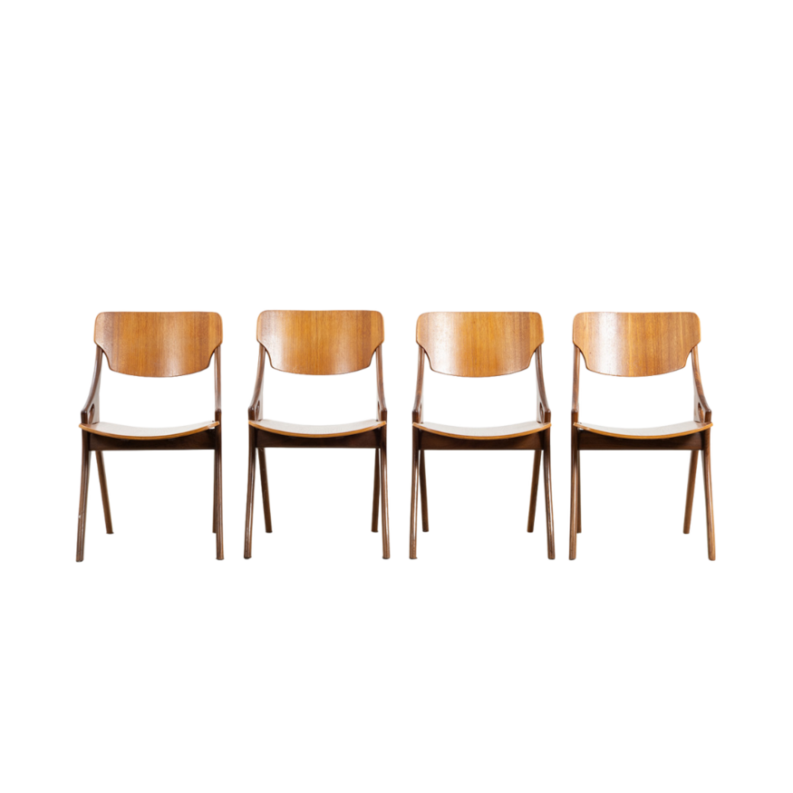 Set of 4 Arne Hovmand Olsen chairs teak 1960s Set of 4 Arne Hovmand Olsen chairs teak 1960s