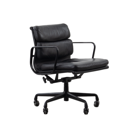 Eames Soft Pad chair black leather black frame Herman Miller