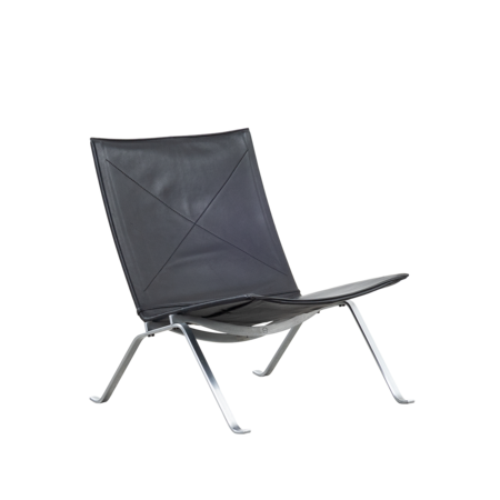 Poul Kjearholm PK-22 fauteuil zwart leer Fritz Hansen Poul Kjearholm PK-22 fauteuil zwart leer Fritz Hansen