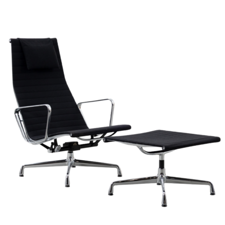 Eames EA124 stoel en hocker EA125 zwart hopsak Vitra