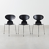 Fritz Hansen Arne Jacobsen set van Egg tafel + 3 Mier stoelen 3 poot zwart Fritz Hansen