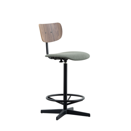 Jops Counter Barstoel Grafietzwart | Walnoot | Zitting Forest