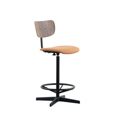 Jops Counter Bar Chair Graphite Black | Walnut | Seat Cognac