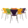 Fritz Hansen Set of 6 Arne Jacobsen 3207 chairs upholstered with armrests Fritz Hansen