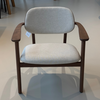 Sinni Lounge Chair with Armrests Walnut Finish / Piquet Linen 110