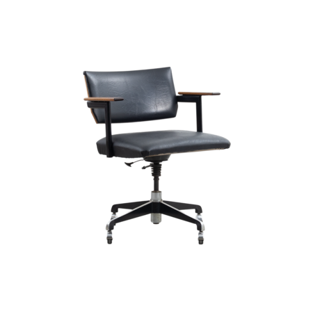 Rare office chair wooden back and skai upholstery 1960s