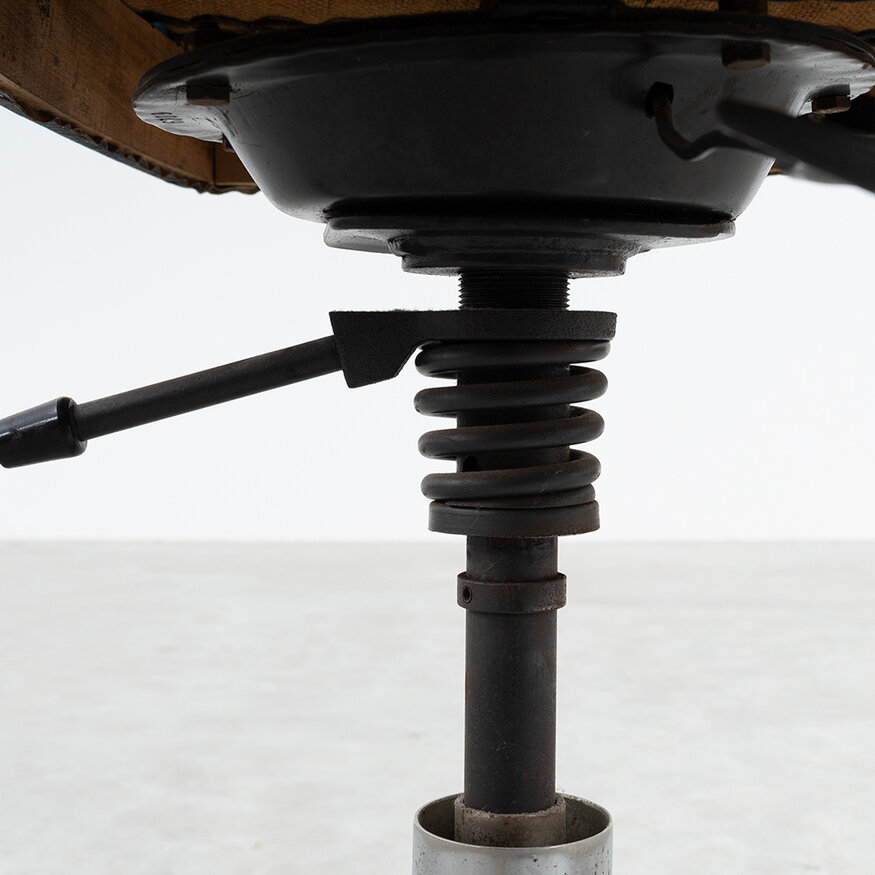 Rare office chair wooden back and skai upholstery 1960s