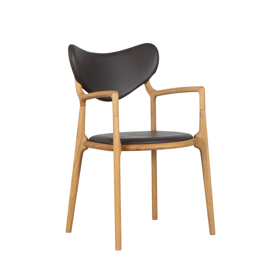 True North Asger Soelberg salon chair eik donkerbruin leer True North