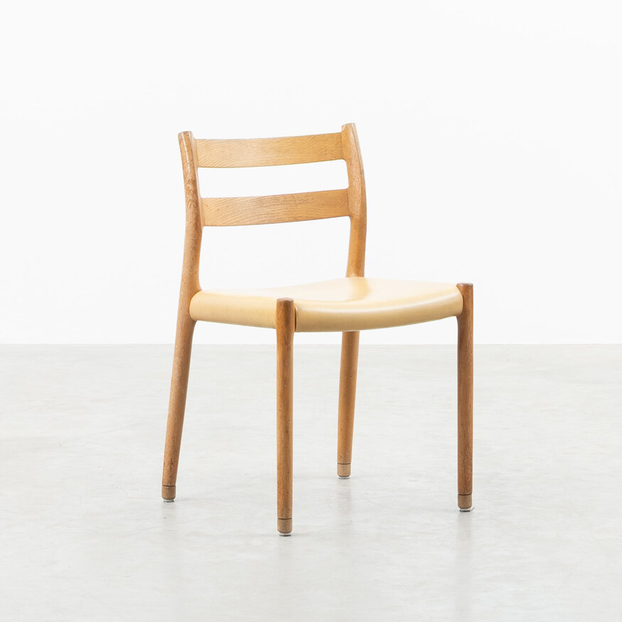 Set of 4 Niels Otto Moller Model 84 chairs upholstered in oak J.L. Møllers Møbelfabrik Set of 4 Niels Otto Moller Model 84 chairs upholstered in oak