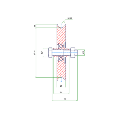 Koło rowkowane 160 mm z rowkiem U - 290 kg
