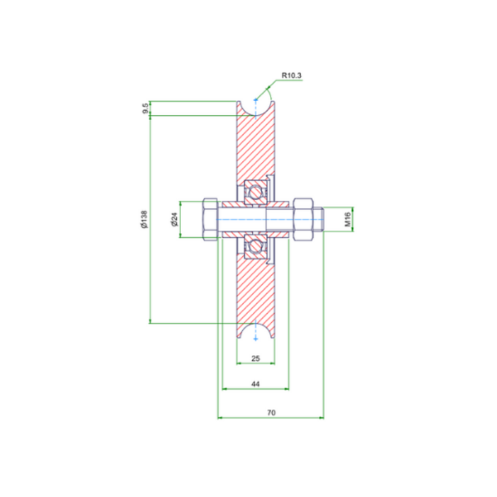 Koło rowkowane 160 mm z rowkiem U - 290 kg