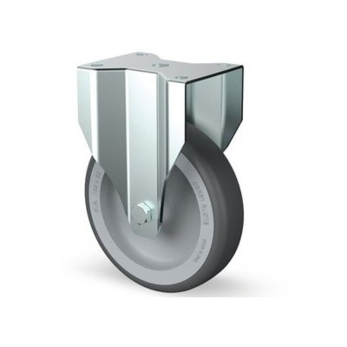 Kółko stałe ze stali nierdzewnej 75 mm - Guma - 60 kg