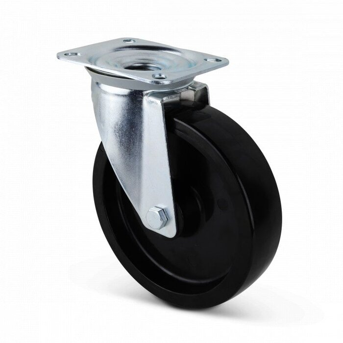 Czarne poliuretanowe kółko obrotowe 200 mm - 400 kg