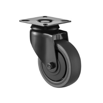 Czarne kółko obrotowe 75 mm - płytka - 60 kg