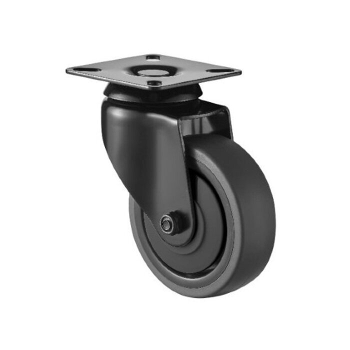 Czarne kółko obrotowe 75 mm - płytka - 60 kg