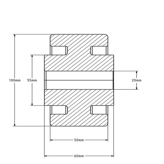 Kóło nylonowe 100 mm - otwór 20 mm - 600 kg