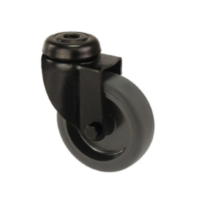 Czarne kółko obrotowe 100 mm - otwór na śrubę - 80 kg